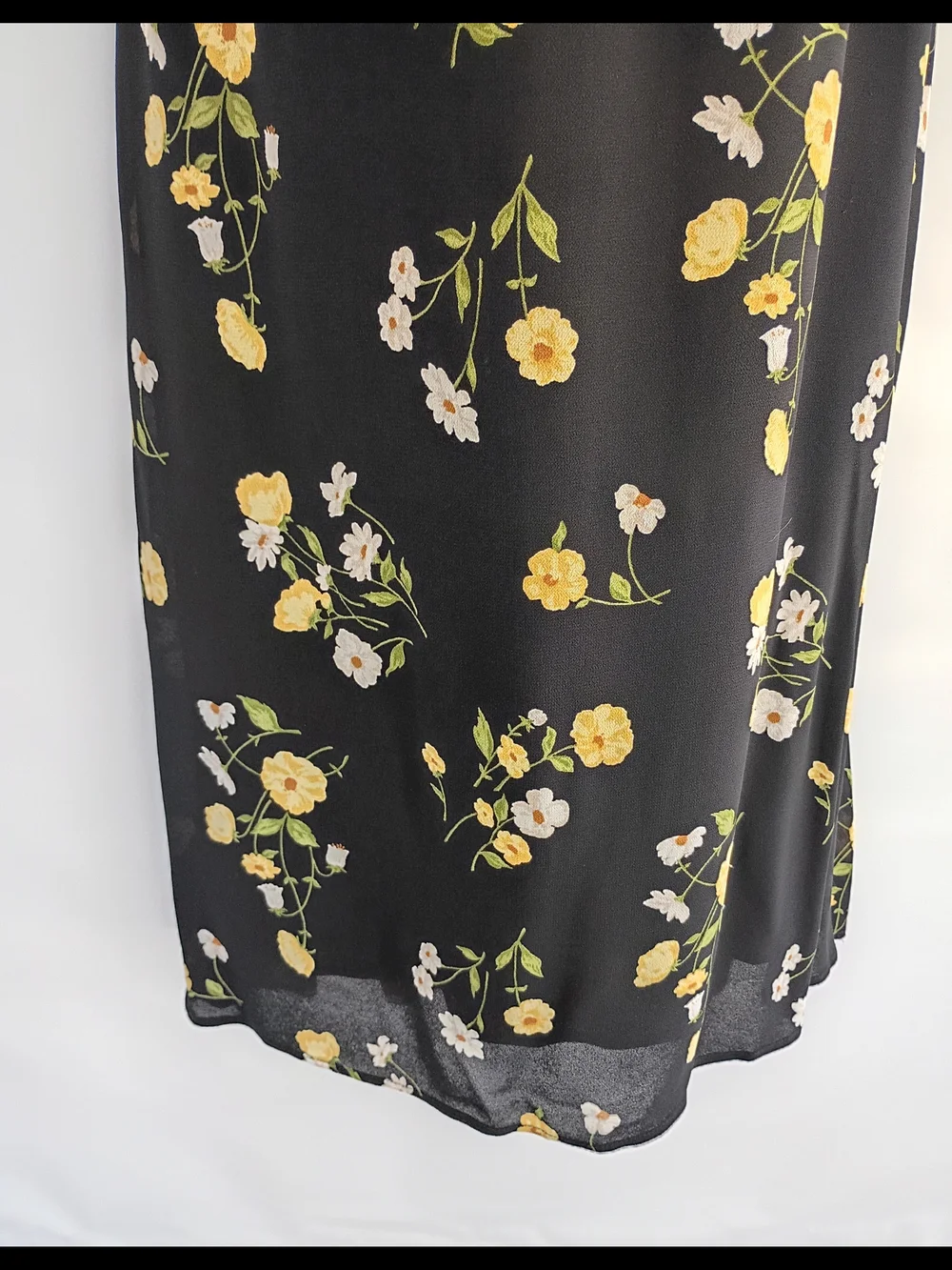 Reformation Dietrich Black Yellow Floral Dress Midi Flare Skirt Open Back Large - Picture 7 of 12